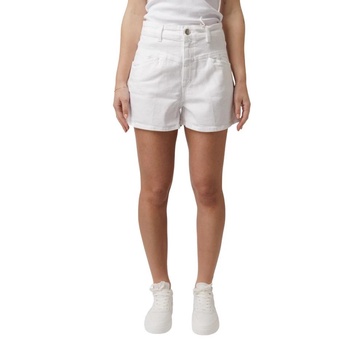 High-Waist White Short Jeans