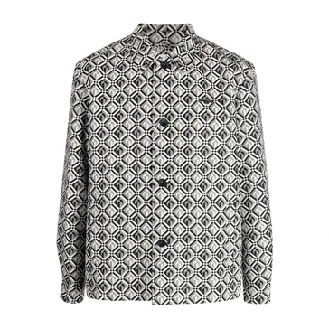 Black Jacquard Diamond-Pattern Shirt