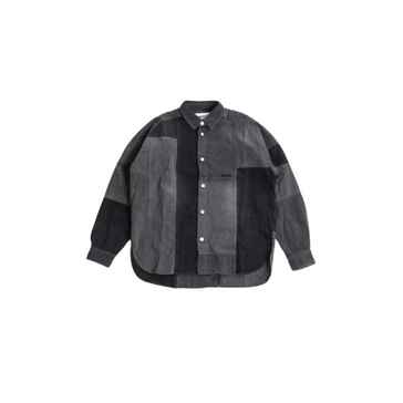 Black/Grey Patchwork Denim Shirt