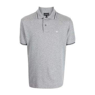 Grey Cotton Blend Polo Shirt