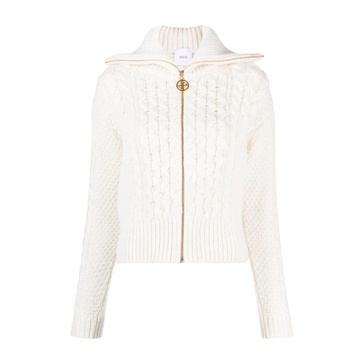 White Zip-Fastening Knitted Jumper