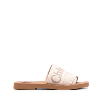 Chloè Woody Canvas And Leather Flat Sandals