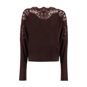 Elegant Lace Boat Neck Sweater