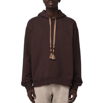 Long Sleeve Hooded Sweatshirt with Brown Embroidery