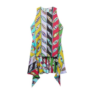 Girandole print sleeveless silk twill top