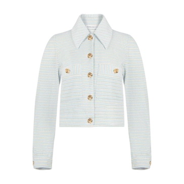 Blue & Gold Striped Terry Cotton Jacket