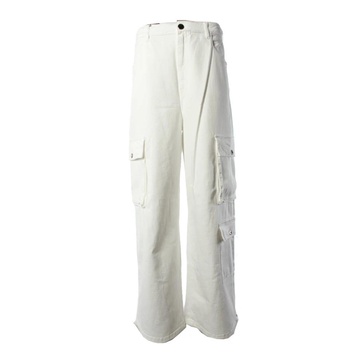 Cargo Pants White Cotton Elastane