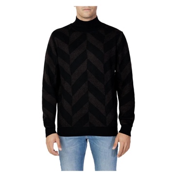 Geometric Knit Jumper Black Brown