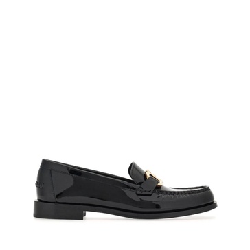 FERRAGAMO Patent Leather Loafers with Gold-Tone Hardware