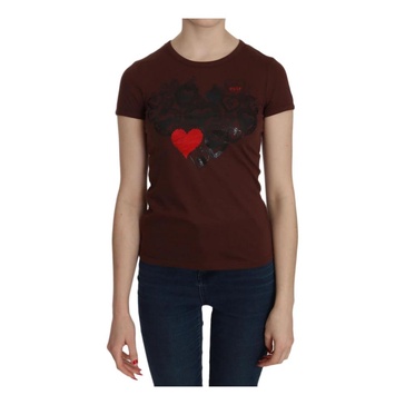 Heart Print Short Sleeve Tops