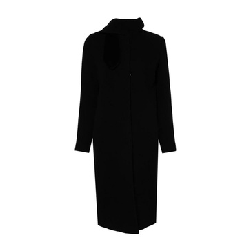 Black Wool Blend Corduroy Coat