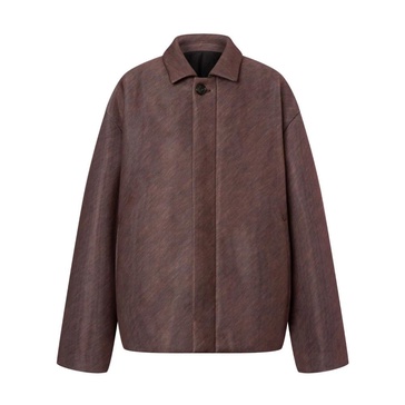 Brown Mélange Coat with Spread Collar