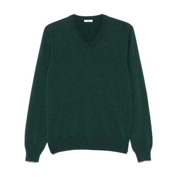 Green Cashmere V-Neck Sweater