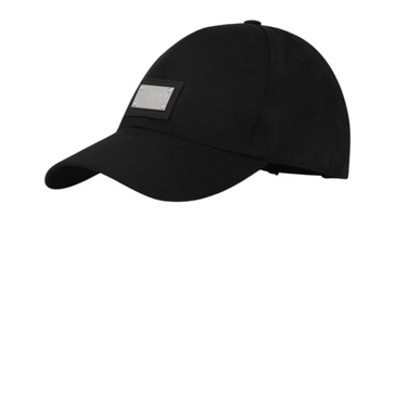 Black Stretch Cotton Baseball Cap with Metal Logo