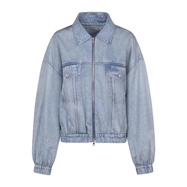 Printed Denim Bomber Jacket