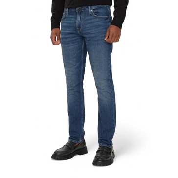 Blue Cotton Blend Jeans with Zip