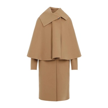 Luxurious Beige Neutral Wool Cashmere Coat