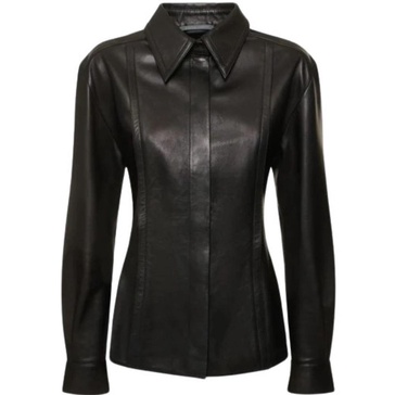 Black Glossy Nappa Shirt Long Sleeves