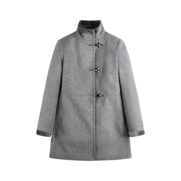 Anthracite Wool Blend Coat with Velvet