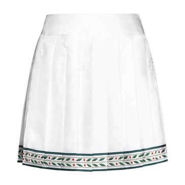 Pleated Silk Skirt White/Green