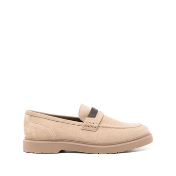 Beige Flat Shoes with Monili Detail