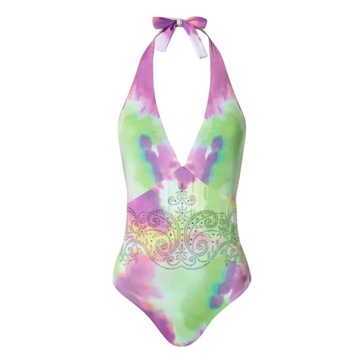 Green Tie-Dye Swimsuit with Glitter