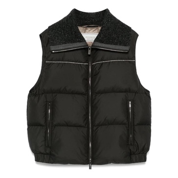 Black Padded Goose-Down Gilet Jacket