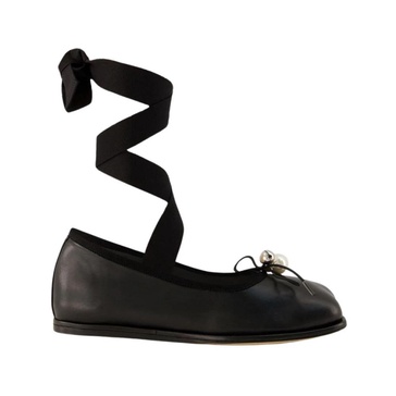 heart toe ballerinas -  - leather - black