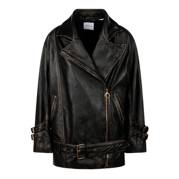 Brown Leather Biker Jacket