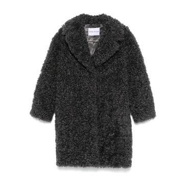 Gray Cocoon Shearling Fur Coat