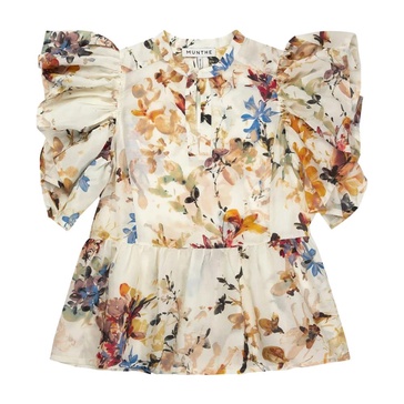 Floral Ruffle Sleeve Top