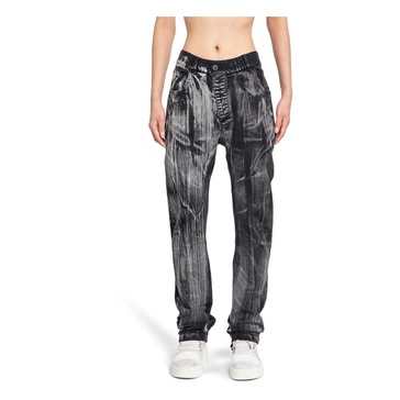 Black Denim Distressed Pants with 5 Pockets