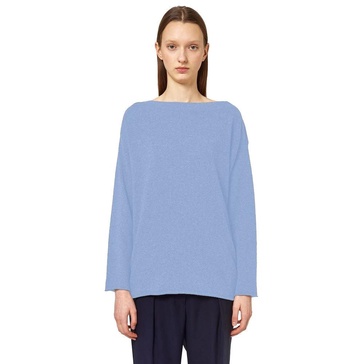 Cashmere Boatneck Sweater with Ruched Hem