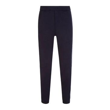 Navy Blue Double Jersey Jogger Pants with Elastic Side Bands and Logo Lettering