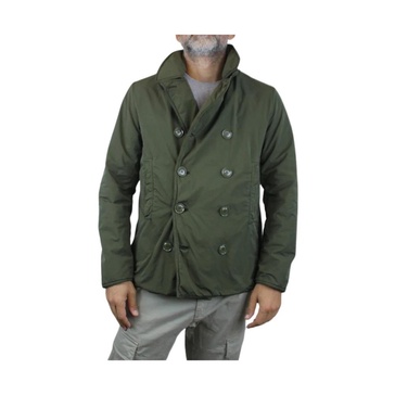 Green Technical Jacket with Double Button Row