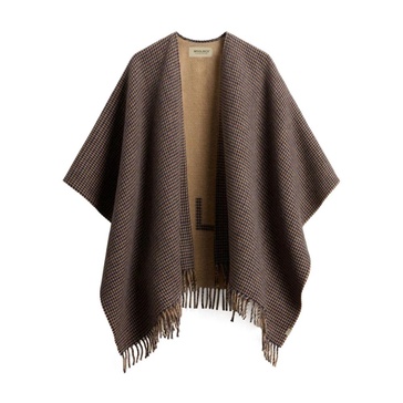 Brown Fringe Cape Wool Coat