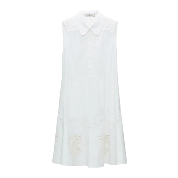 Poplin Power Minidress with Pineapple Embroidery