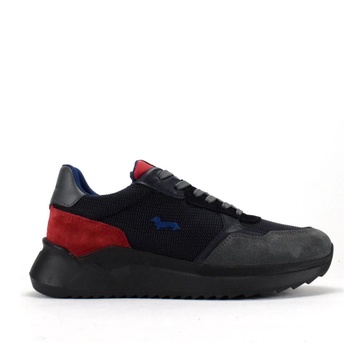 Men Black Sneakers with Blue and Red Details