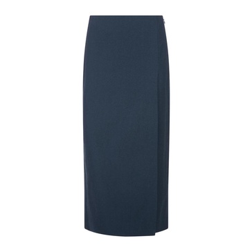 Solar Blue Wrap Midi Skirt