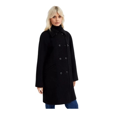 Black Wool Double-Breasted Coat