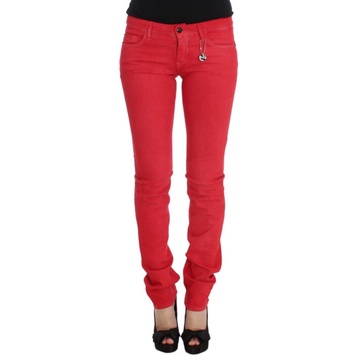 Red Cotton Blend Super Slim Fit Jeans