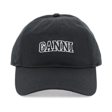 Ganni Logo Organic Cotton Baseball Cap