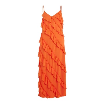 Orange V-Neck Summer Dress