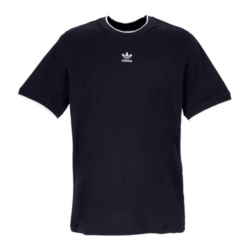 Black Crew-Neck Tee with Logo Embroidery