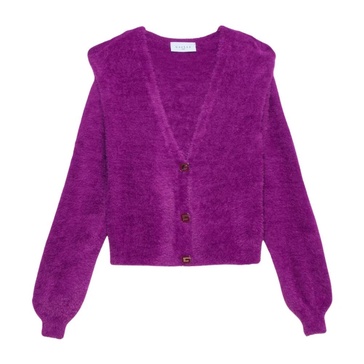 Short Knit Cardigan with Ciniglia Straps