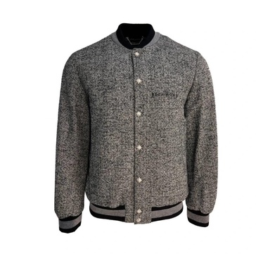 Mens Bomber Jacket - Gray Wool with Embellishments