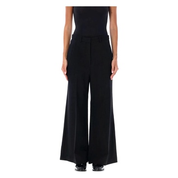 Wide Wool Trousers Black