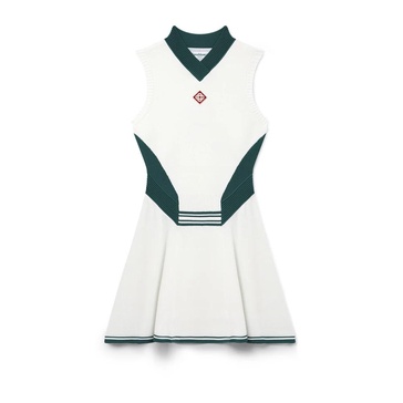 White Tennis Dress with Green Accents