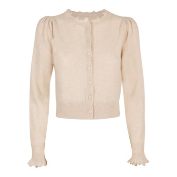 Ivory Cashmere Cardigan with Ruffles