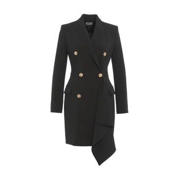 Black Double-breasted Blazer Coat Dress